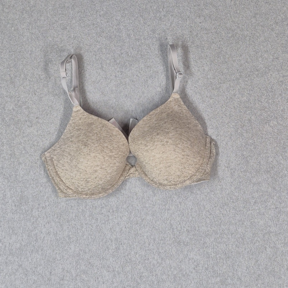 Pink Women Bra 34C Gray Adjustable Strap Underwired Lightly Lined